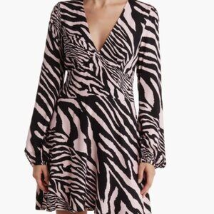 AFRM L/S MINI DRESS IN PINK ZEBRA-NEW WITH TAGS-MEDIUM